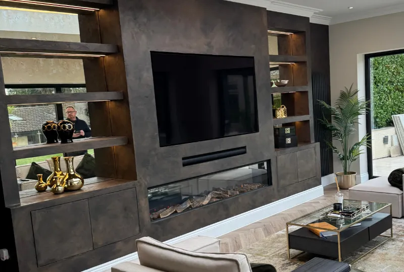 Charcoal Panel Media Wall